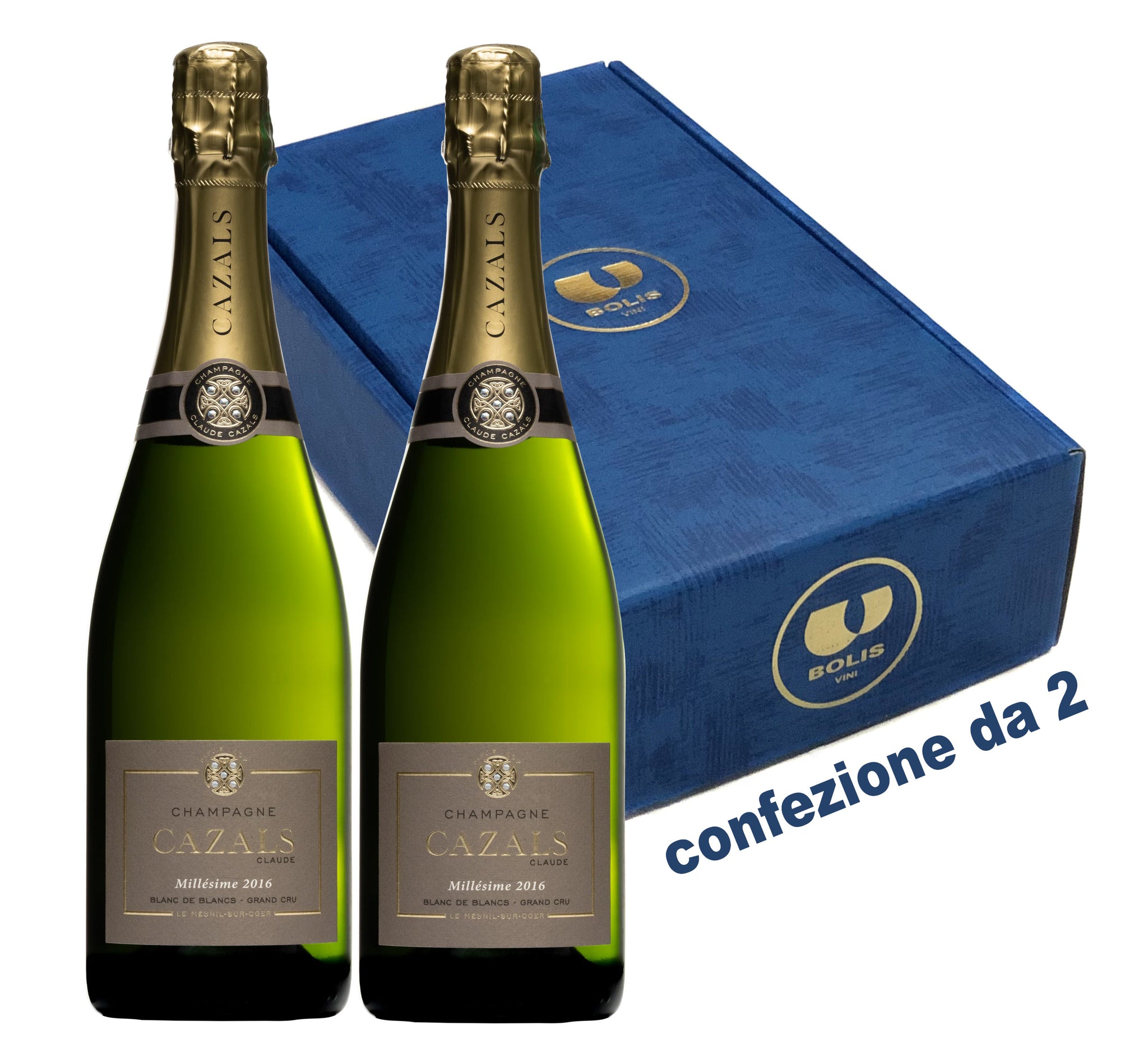 Conf. da 2 bottiglie CH/14 Champ. MILLESIME' 2016 Extra Brut CAZALS